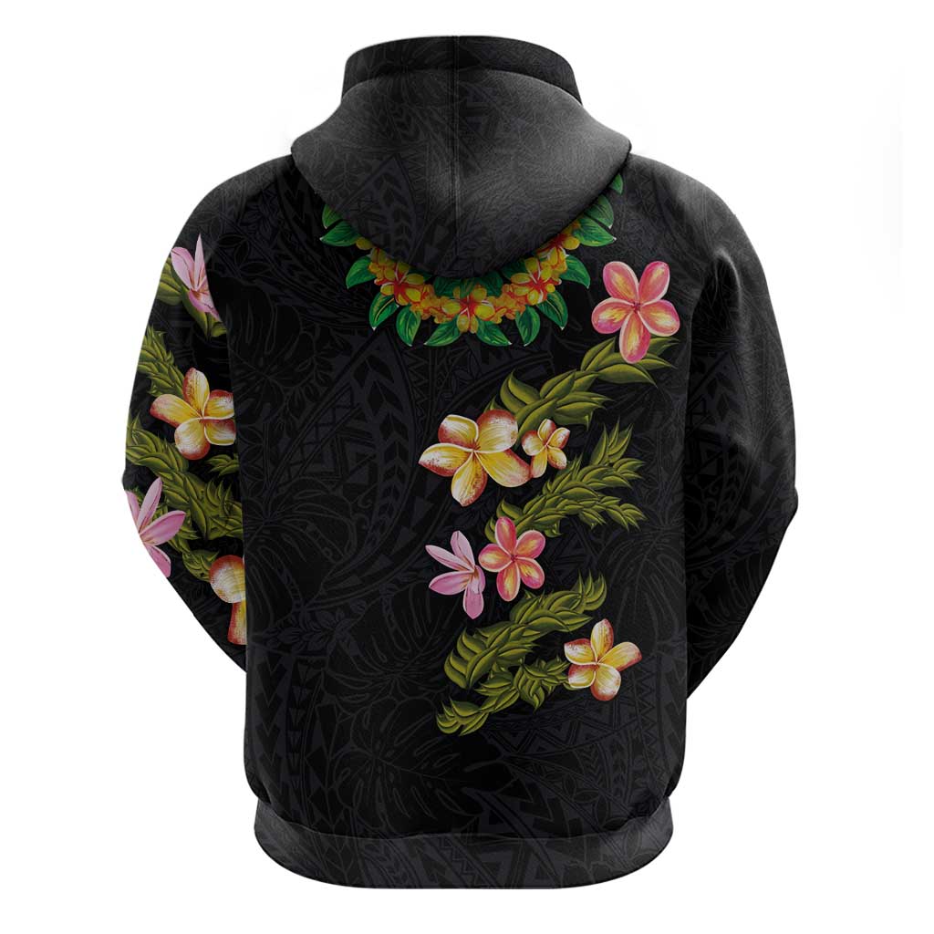 Hawaiian Lei Plumeria and Tropical Leaves Hoodie Watercolor Style LT03 - Polynesian Pride