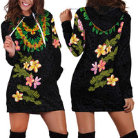 Hawaiian Lei Plumeria and Tropical Leaves Hoodie Dress Watercolor Style LT03 - Polynesian Pride