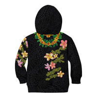Hawaiian Lei Plumeria and Tropical Leaves Kid Hoodie Watercolor Style LT03 - Polynesian Pride