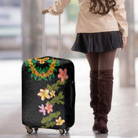 Hawaiian Lei Plumeria and Tropical Leaves Luggage Cover Watercolor Style LT03 - Polynesian Pride