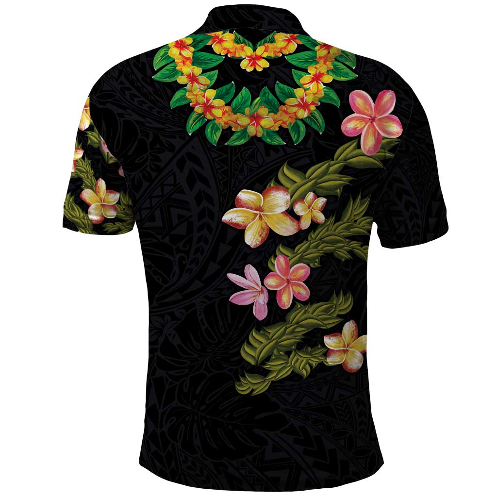 Hawaiian Lei Plumeria and Tropical Leaves Polo Shirt Watercolor Style LT03 - Polynesian Pride