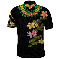 Hawaiian Lei Plumeria and Tropical Leaves Polo Shirt Watercolor Style LT03 - Polynesian Pride