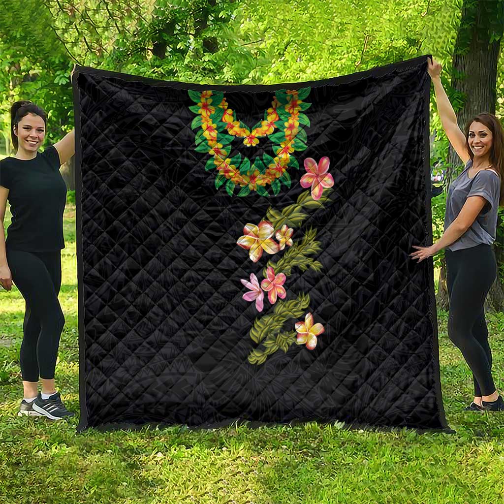 Hawaiian Lei Plumeria and Tropical Leaves Quilt Watercolor Style LT03 - Polynesian Pride