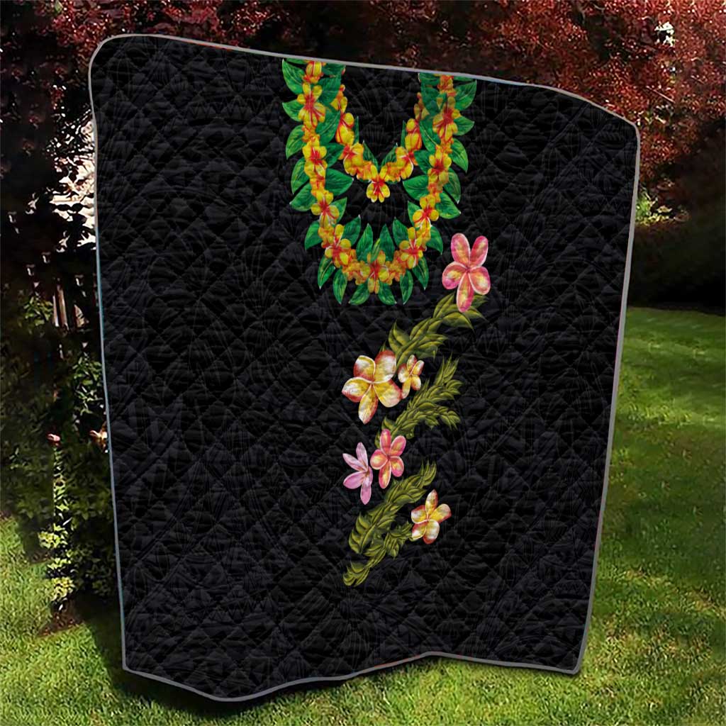 Hawaiian Lei Plumeria and Tropical Leaves Quilt Watercolor Style LT03 - Polynesian Pride