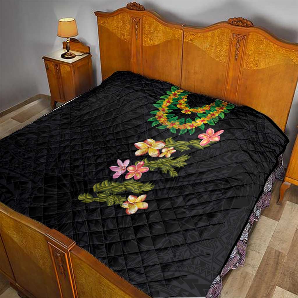 Hawaiian Lei Plumeria and Tropical Leaves Quilt Watercolor Style LT03 - Polynesian Pride