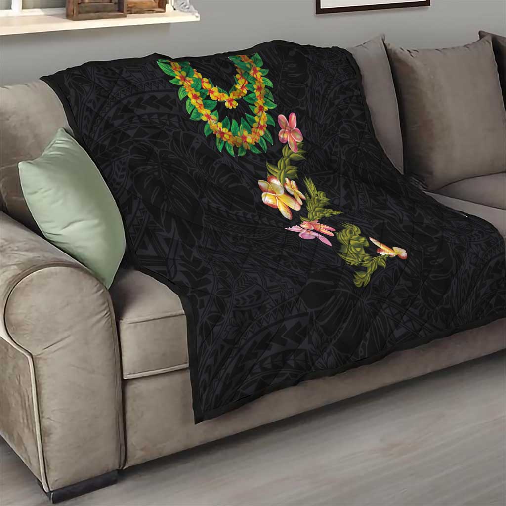 Hawaiian Lei Plumeria and Tropical Leaves Quilt Watercolor Style LT03 - Polynesian Pride