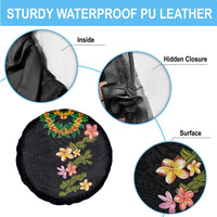 Hawaiian Lei Plumeria and Tropical Leaves Spare Tire Cover Watercolor Style LT03 - Polynesian Pride