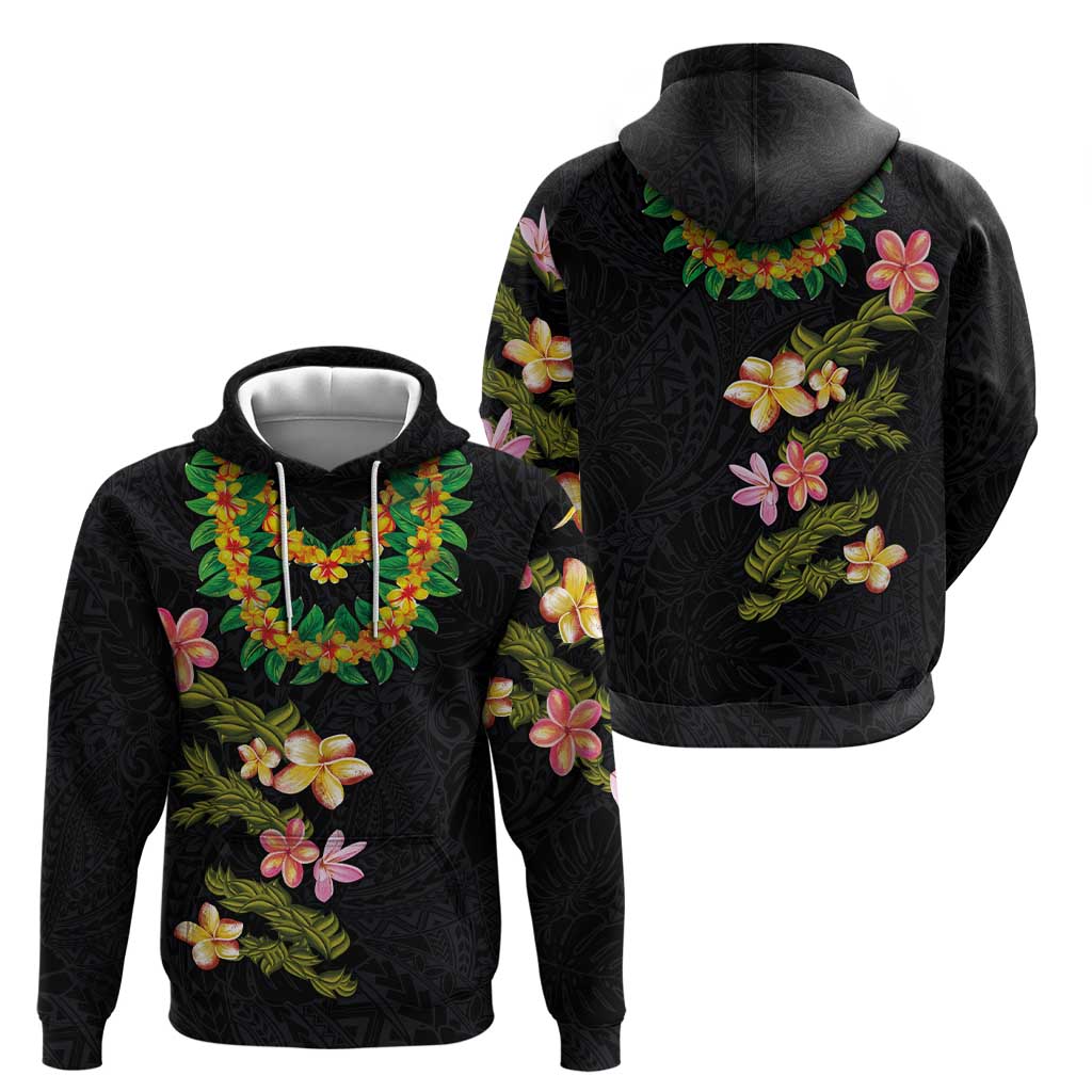 Hawaiian Lei Plumeria and Tropical Leaves Zip Hoodie Watercolor Style LT03 - Polynesian Pride