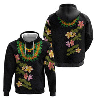 Hawaiian Lei Plumeria and Tropical Leaves Zip Hoodie Watercolor Style LT03 - Polynesian Pride