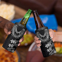 Hawaiian Lei Plumeria and Tropical Leaves 4 in 1 Can Cooler Tumbler Watercolor Style-Grayscale LT03 - Polynesian Pride