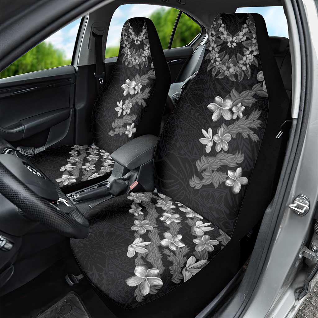 Hawaiian Lei Plumeria and Tropical Leaves Car Seat Cover Watercolor Style-Grayscale LT03 - Polynesian Pride