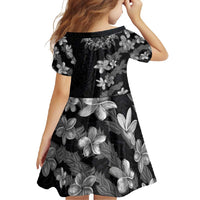 Hawaiian Lei Plumeria and Tropical Leaves Family Matching Off Shoulder Maxi Dress and Hawaiian Shirt Watercolor Style-Grayscale LT03 - Polynesian Pride