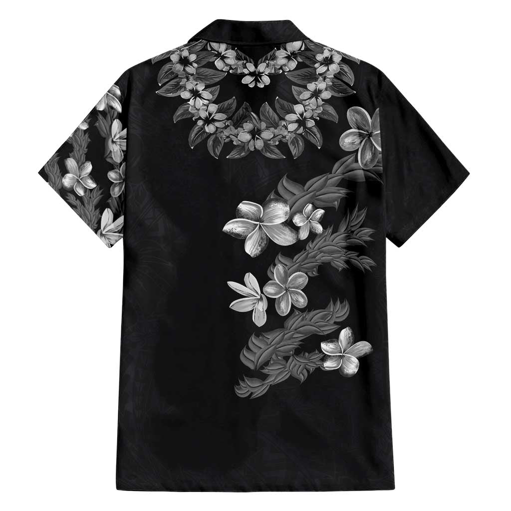 Hawaiian Lei Plumeria and Tropical Leaves Hawaiian Shirt Watercolor Style-Grayscale LT03 - Polynesian Pride