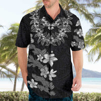 Hawaiian Lei Plumeria and Tropical Leaves Hawaiian Shirt Watercolor Style-Grayscale LT03 - Polynesian Pride