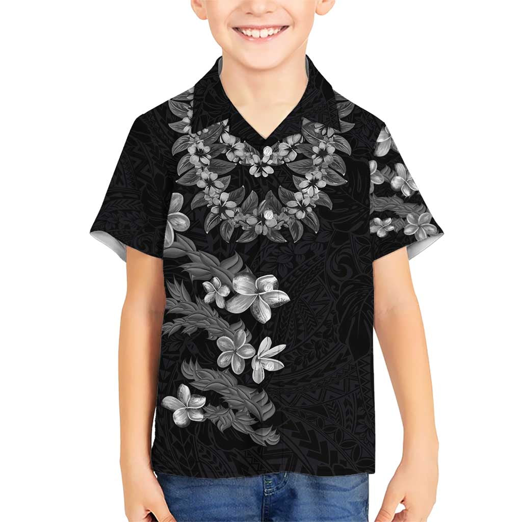 Hawaiian Lei Plumeria and Tropical Leaves Hawaiian Shirt Watercolor Style-Grayscale LT03 - Polynesian Pride