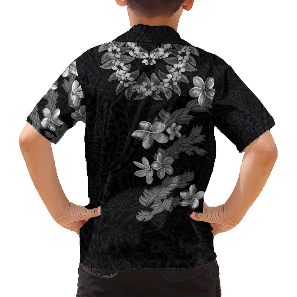 Hawaiian Lei Plumeria and Tropical Leaves Hawaiian Shirt Watercolor Style-Grayscale LT03 - Polynesian Pride