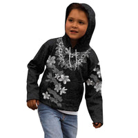 Hawaiian Lei Plumeria and Tropical Leaves Kid Hoodie Watercolor Style-Grayscale LT03 - Polynesian Pride