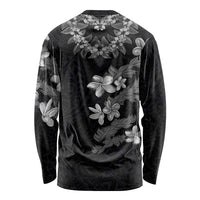 Hawaiian Lei Plumeria and Tropical Leaves Long Sleeve Shirt Watercolor Style-Grayscale LT03 - Polynesian Pride