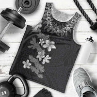Hawaiian Lei Plumeria and Tropical Leaves Men Tank Top Watercolor Style-Grayscale