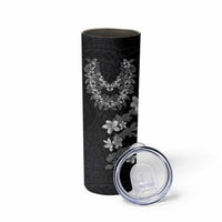 Hawaiian Lei Plumeria and Tropical Leaves Skinny Tumbler Watercolor Style-Grayscale LT03 - Polynesian Pride