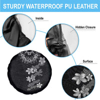 Hawaiian Lei Plumeria and Tropical Leaves Spare Tire Cover Watercolor Style-Grayscale LT03 - Polynesian Pride