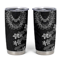 Hawaiian Lei Plumeria and Tropical Leaves Tumbler Cup Watercolor Style-Grayscale LT03 Black - Polynesian Pride