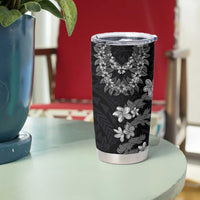 Hawaiian Lei Plumeria and Tropical Leaves Tumbler Cup Watercolor Style-Grayscale LT03 - Polynesian Pride