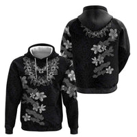 Hawaiian Lei Plumeria and Tropical Leaves Zip Hoodie Watercolor Style-Grayscale LT03 - Polynesian Pride