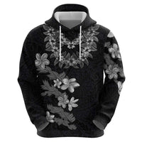 Hawaiian Lei Plumeria and Tropical Leaves Zip Hoodie Watercolor Style-Grayscale LT03 - Polynesian Pride