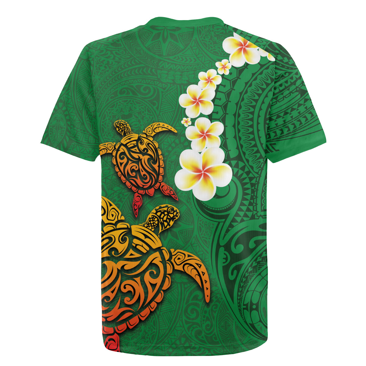Hawaii Turtle Plumeria Flower Rugby Jersey Polynesian Pattern Green Color LT03 - Polynesian Pride