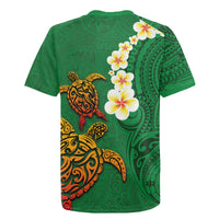 Hawaii Turtle Plumeria Flower Rugby Jersey Polynesian Pattern Green Color LT03 - Polynesian Pride