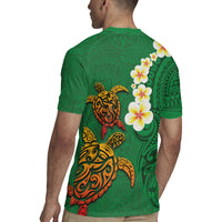 Hawaii Turtle Plumeria Flower Rugby Jersey Polynesian Pattern Green Color LT03 - Polynesian Pride