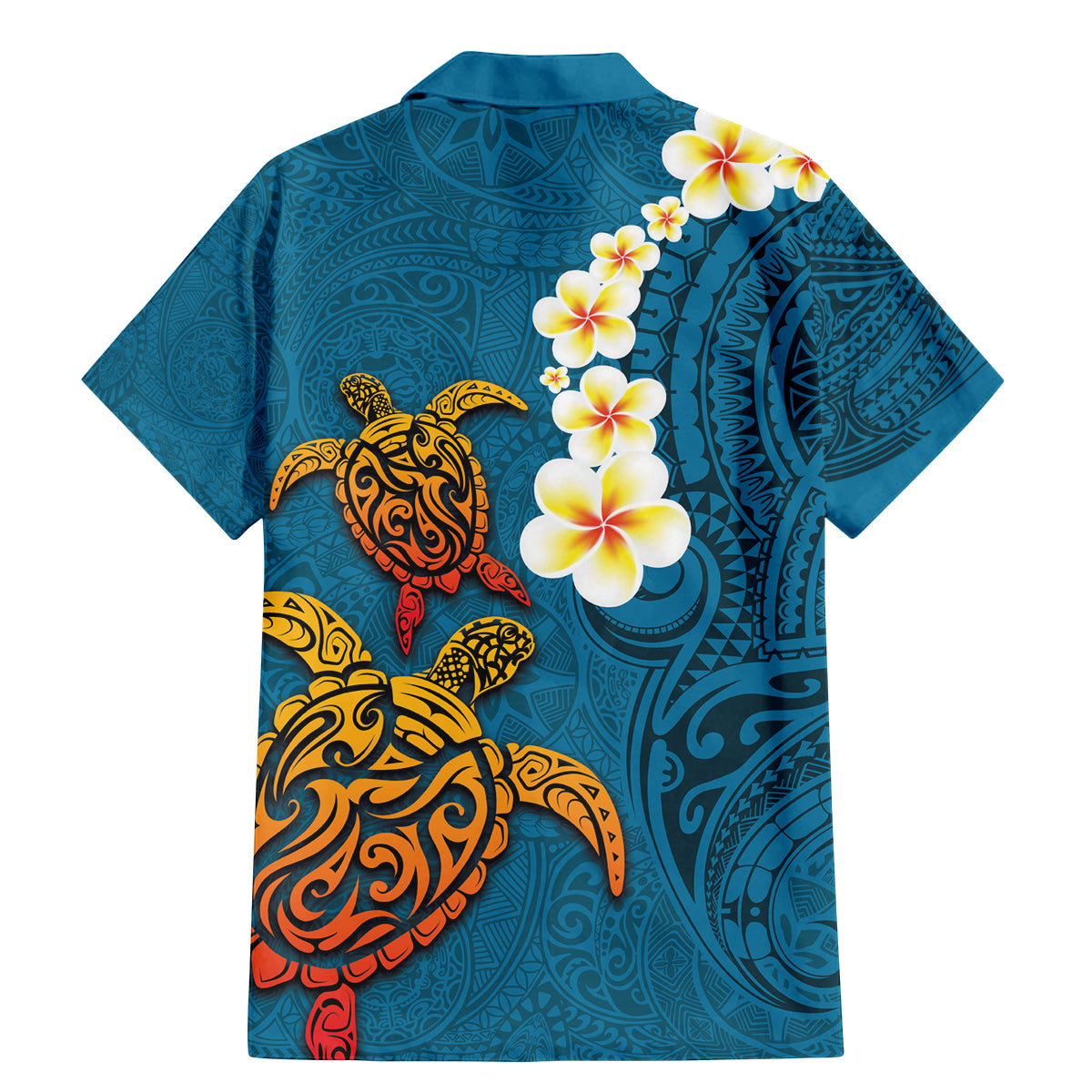 Hawaii Turtle Plumeria Flower Family Matching Mermaid Dress and Hawaiian Shirt Polynesian Pattern Blue Color LT03 - Polynesian Pride