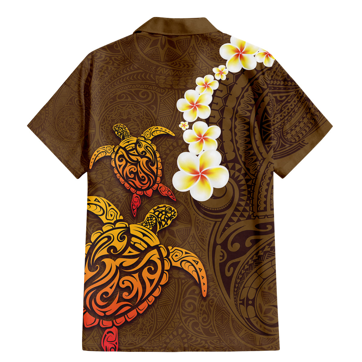Hawaii Turtle Plumeria Flower Family Matching Mermaid Dress and Hawaiian Shirt Polynesian Pattern Brown Color LT03 - Polynesian Pride