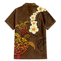 Hawaii Turtle Plumeria Flower Family Matching Mermaid Dress and Hawaiian Shirt Polynesian Pattern Brown Color LT03 - Polynesian Pride