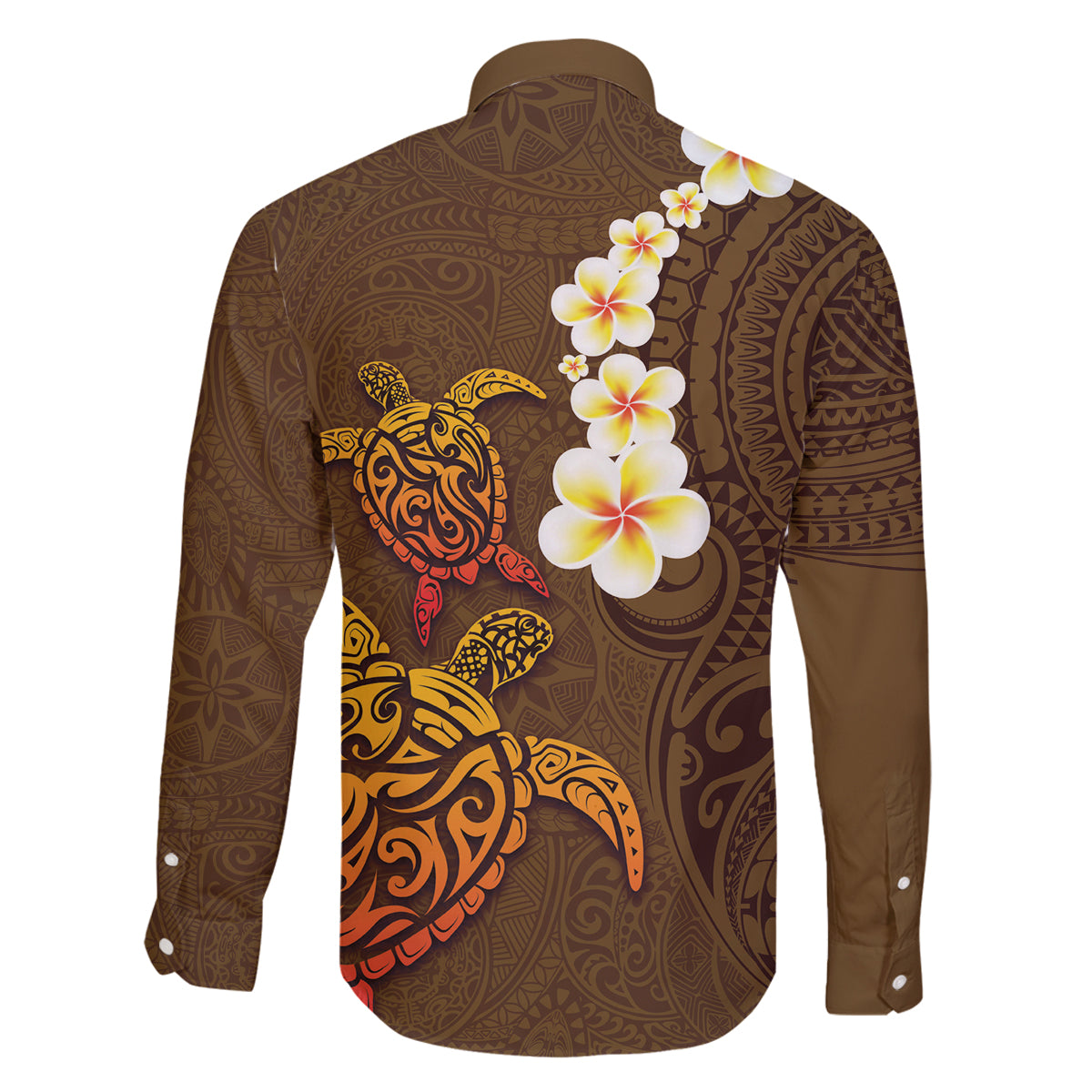 Hawaii Turtle Plumeria Flower Family Matching Mermaid Dress and Hawaiian Shirt Polynesian Pattern Brown Color LT03 - Polynesian Pride