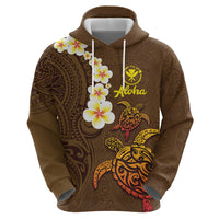 Hawaii Turtle Plumeria Flower Hoodie Polynesian Pattern Brown Color LT03 - Polynesian Pride