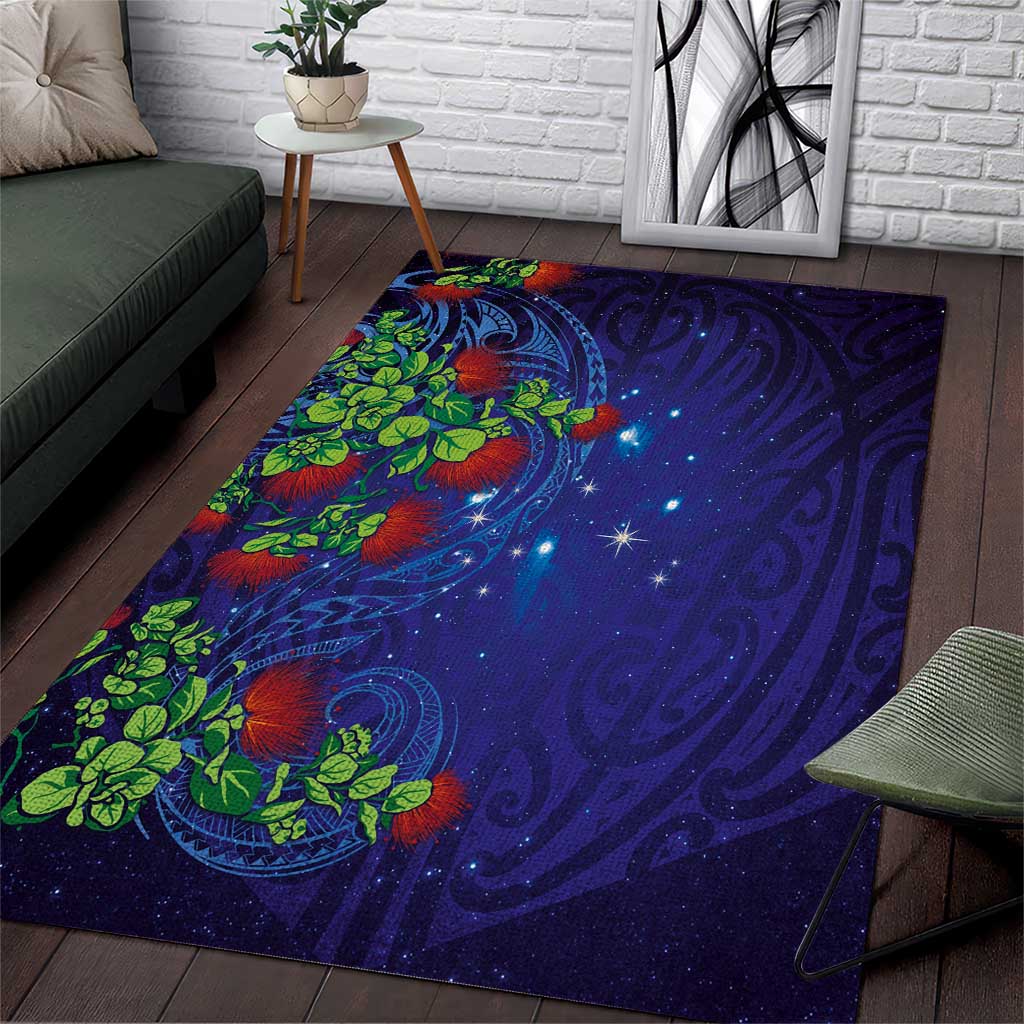 Matariki New Zealand Maori and Pohutukawa Area Rug Galaxy Blue Sky Style
