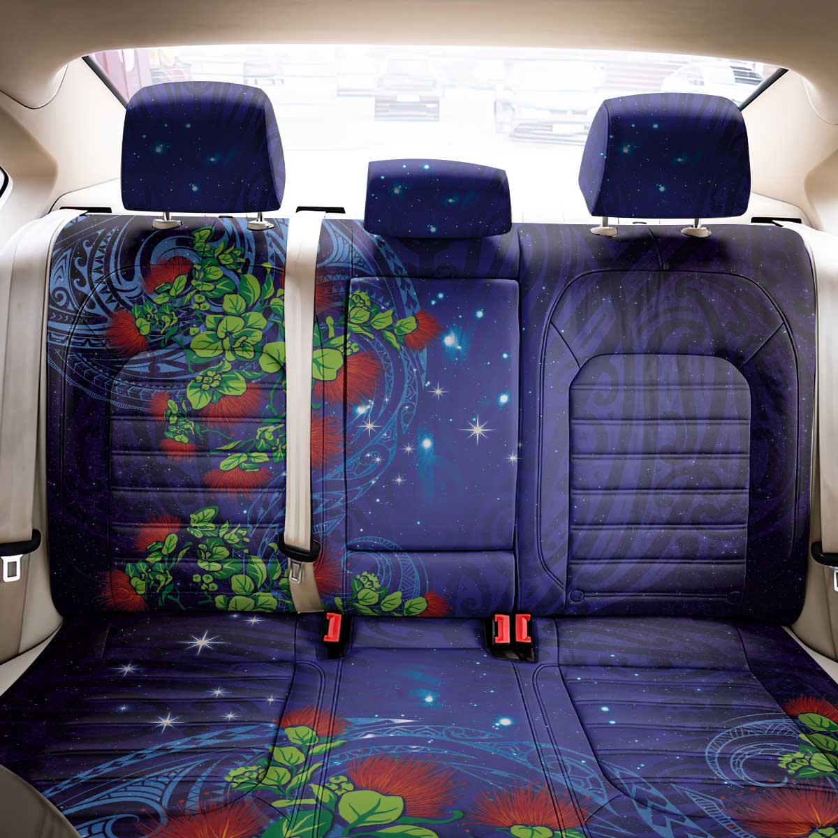 Matariki New Zealand Maori and Pohutukawa Back Car Seat Cover Galaxy Blue Sky Style LT03 - Polynesian Pride
