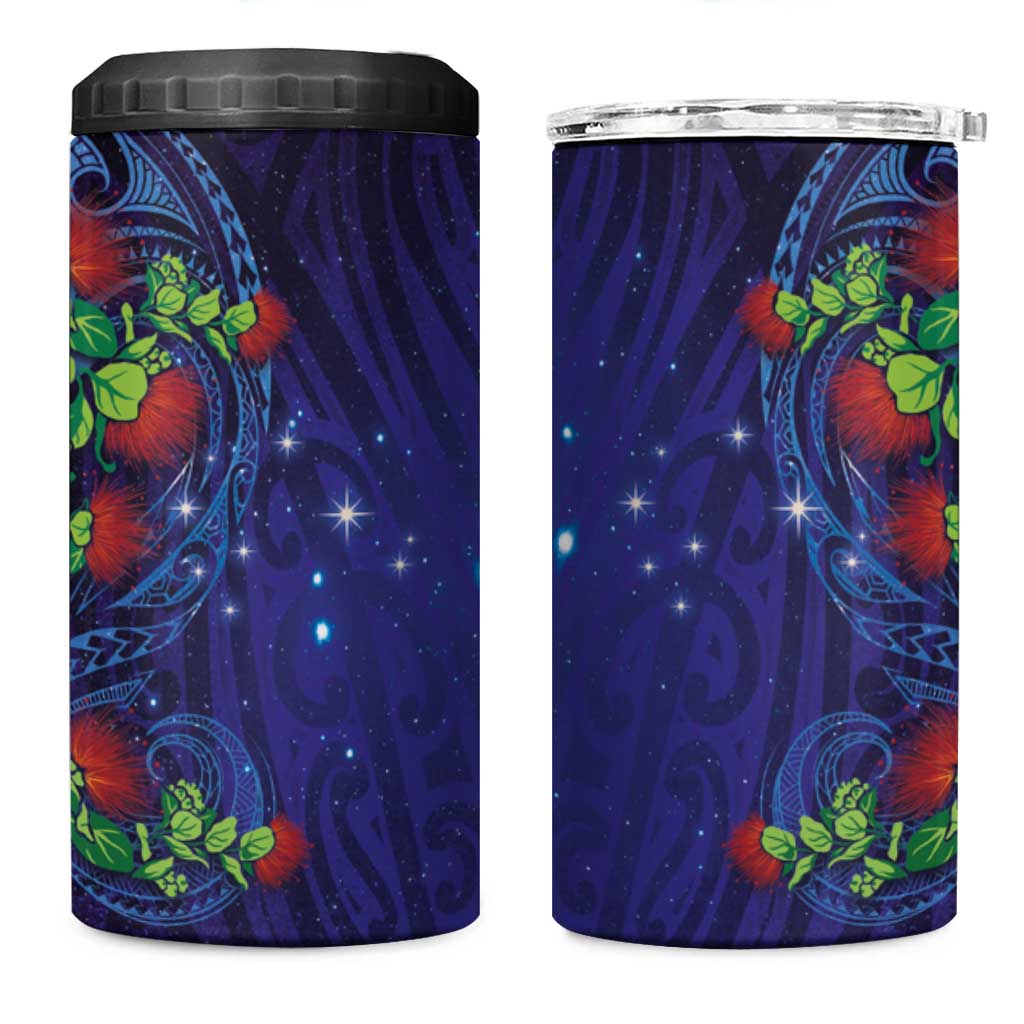 Matariki New Zealand Maori and Pohutukawa 4 in 1 Can Cooler Tumbler Galaxy Blue Sky Style LT03 One Size: 16 oz Blue - Polynesian Pride