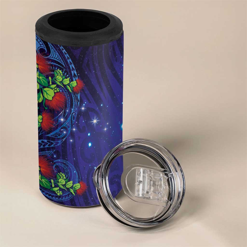 Matariki New Zealand Maori and Pohutukawa 4 in 1 Can Cooler Tumbler Galaxy Blue Sky Style LT03 - Polynesian Pride