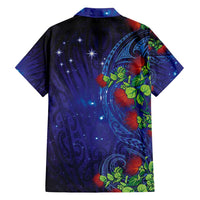 Matariki New Zealand Maori and Pohutukawa Family Matching Long Sleeve Bodycon Dress and Hawaiian Shirt Galaxy Blue Sky Style LT03 - Polynesian Pride