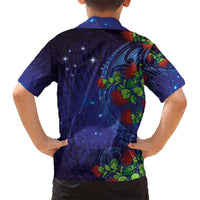 Matariki New Zealand Maori and Pohutukawa Family Matching Summer Maxi Dress and Hawaiian Shirt Galaxy Blue Sky Style LT03 - Polynesian Pride
