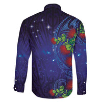 Matariki New Zealand Maori and Pohutukawa Family Matching Tank Maxi Dress and Hawaiian Shirt Galaxy Blue Sky Style LT03 - Polynesian Pride