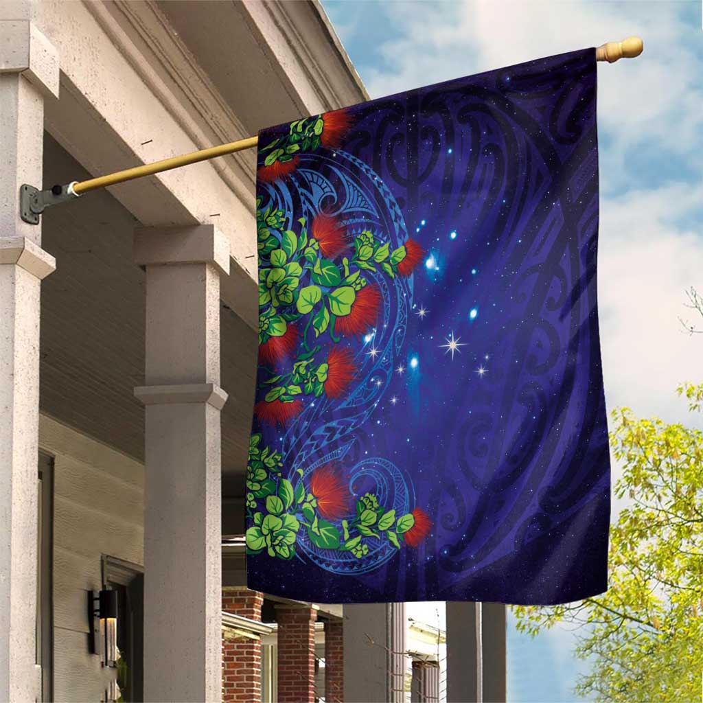 Matariki New Zealand Maori and Pohutukawa Garden Flag Galaxy Blue Sky Style LT03 House Flag Blue - Polynesian Pride