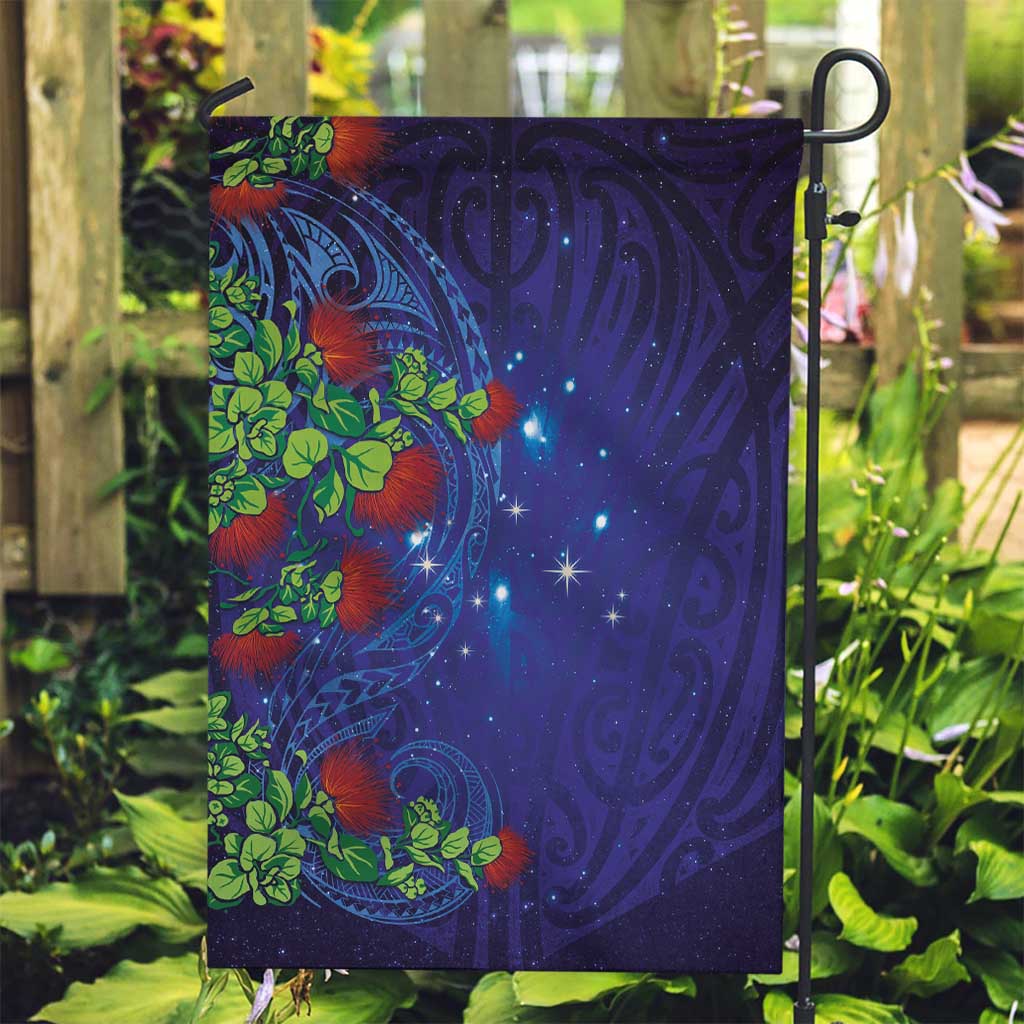 Matariki New Zealand Maori and Pohutukawa Garden Flag Galaxy Blue Sky Style LT03 Garden Flag Blue - Polynesian Pride