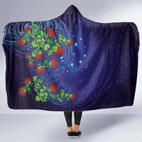 Matariki New Zealand Maori and Pohutukawa Hooded Blanket Galaxy Blue Sky Style LT03 One Size Blue - Polynesian Pride