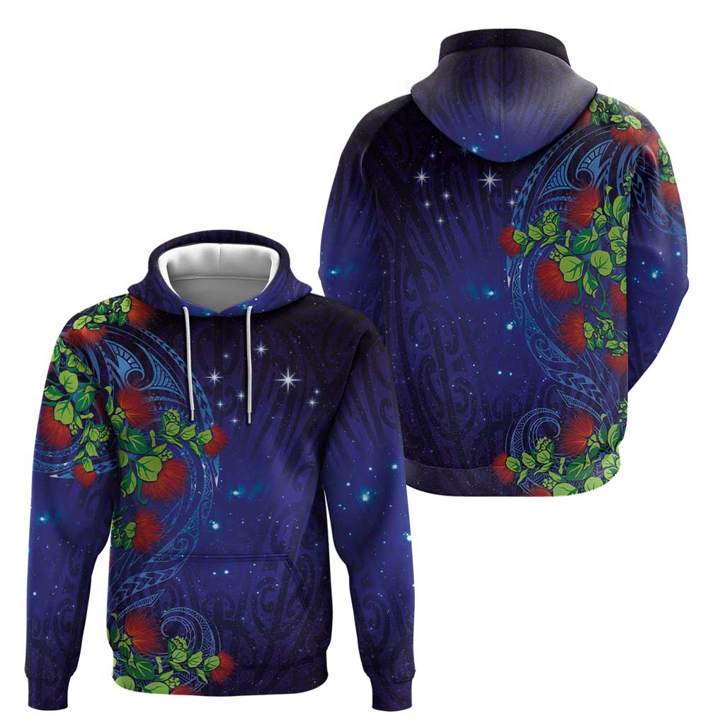 Matariki New Zealand Maori and Pohutukawa Hoodie Galaxy Blue Sky Style LT03 - Polynesian Pride