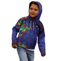 Matariki New Zealand Maori and Pohutukawa Kid Hoodie Galaxy Blue Sky Style LT03 - Polynesian Pride