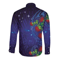 Matariki New Zealand Maori and Pohutukawa Long Sleeve Button Shirt Galaxy Blue Sky Style LT03 - Polynesian Pride